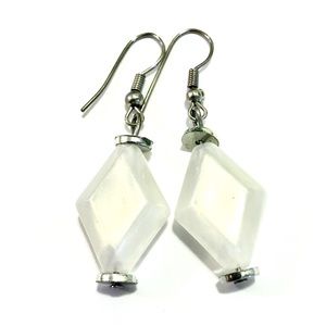 White iridescent earrings